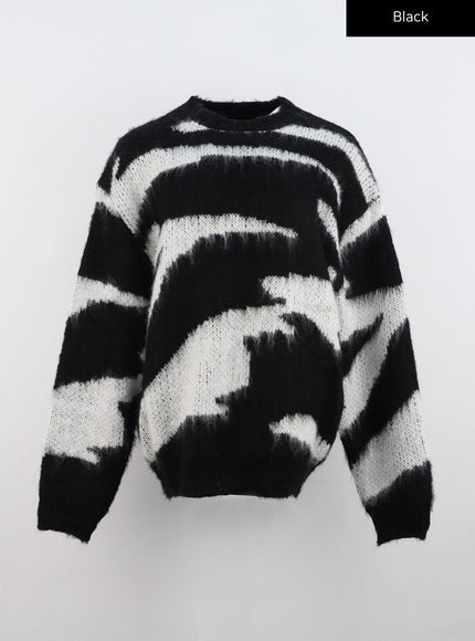 animal-pattern-knit-sweater-cn321 / Black