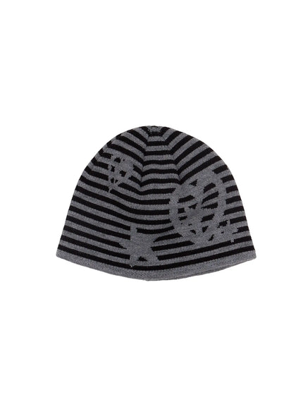 striped-graphic-knit-beanie-cf510 / Black