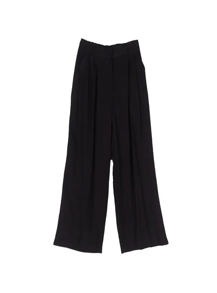 linen-wide-leg-trousers / Black