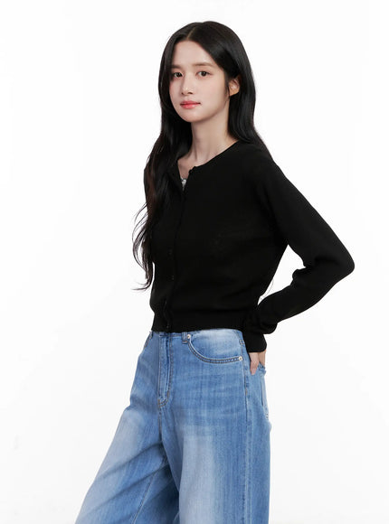 Round-Neck Mesh Knit Cardigan CL516