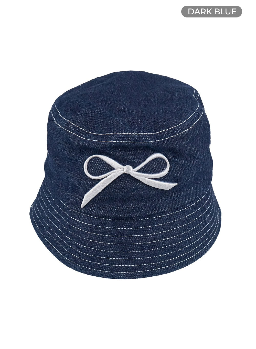 denim-ribbon-graphic-bucket-hat-ol417 / Dark blue