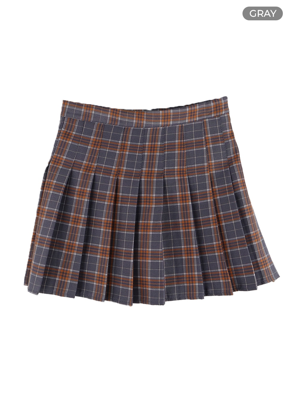 check-pleated-mini-skirt-om408 / Gray