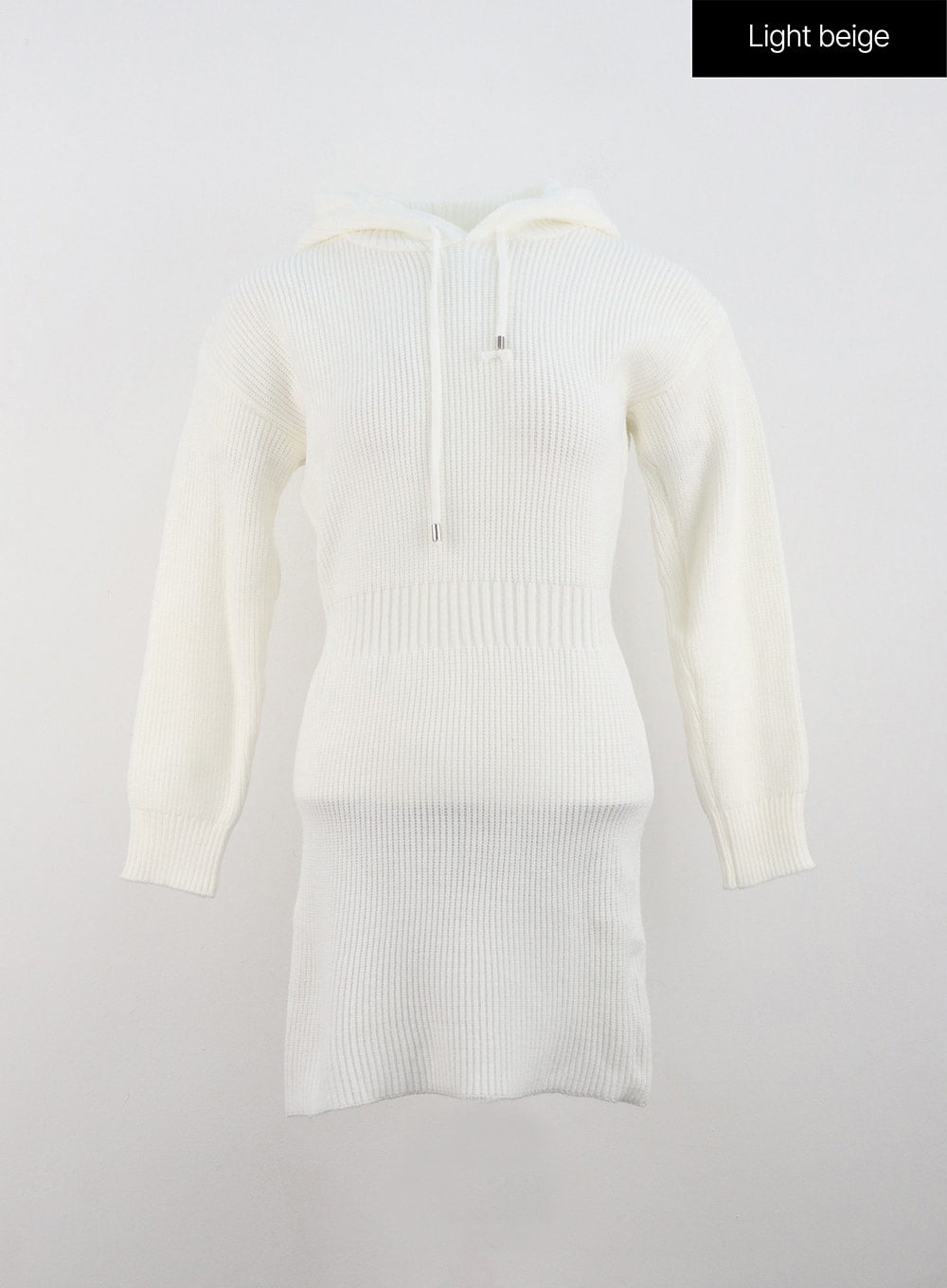 knit-hooded-mini-sweater-dress-on330 / Light beige