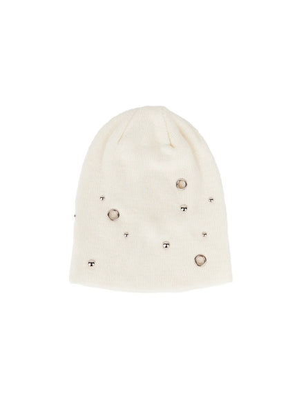 studded-rivet-beanie-cy519 / Light beige