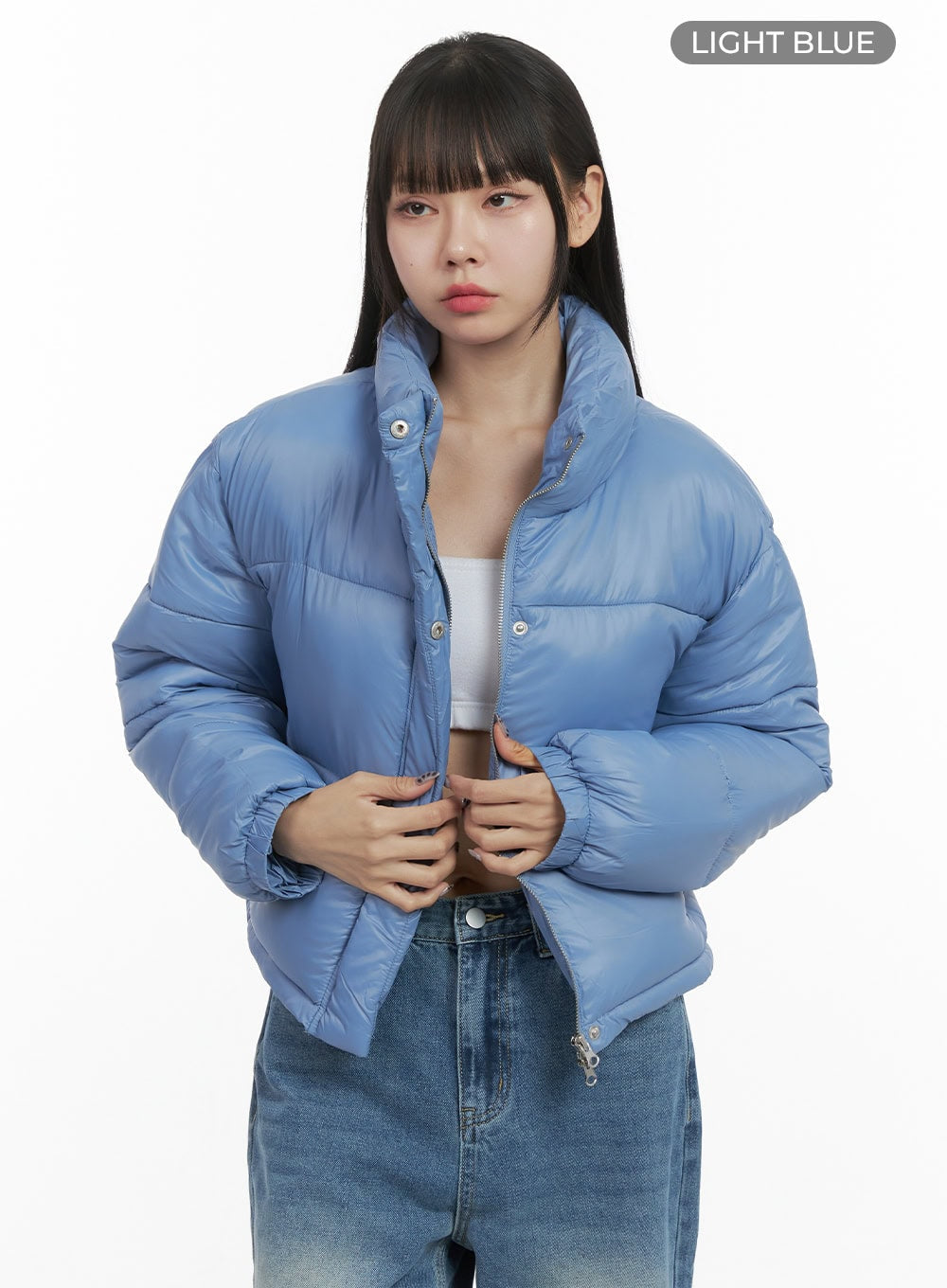 chic-nylon-crop-puffer-jacket-oo401 / Light blue