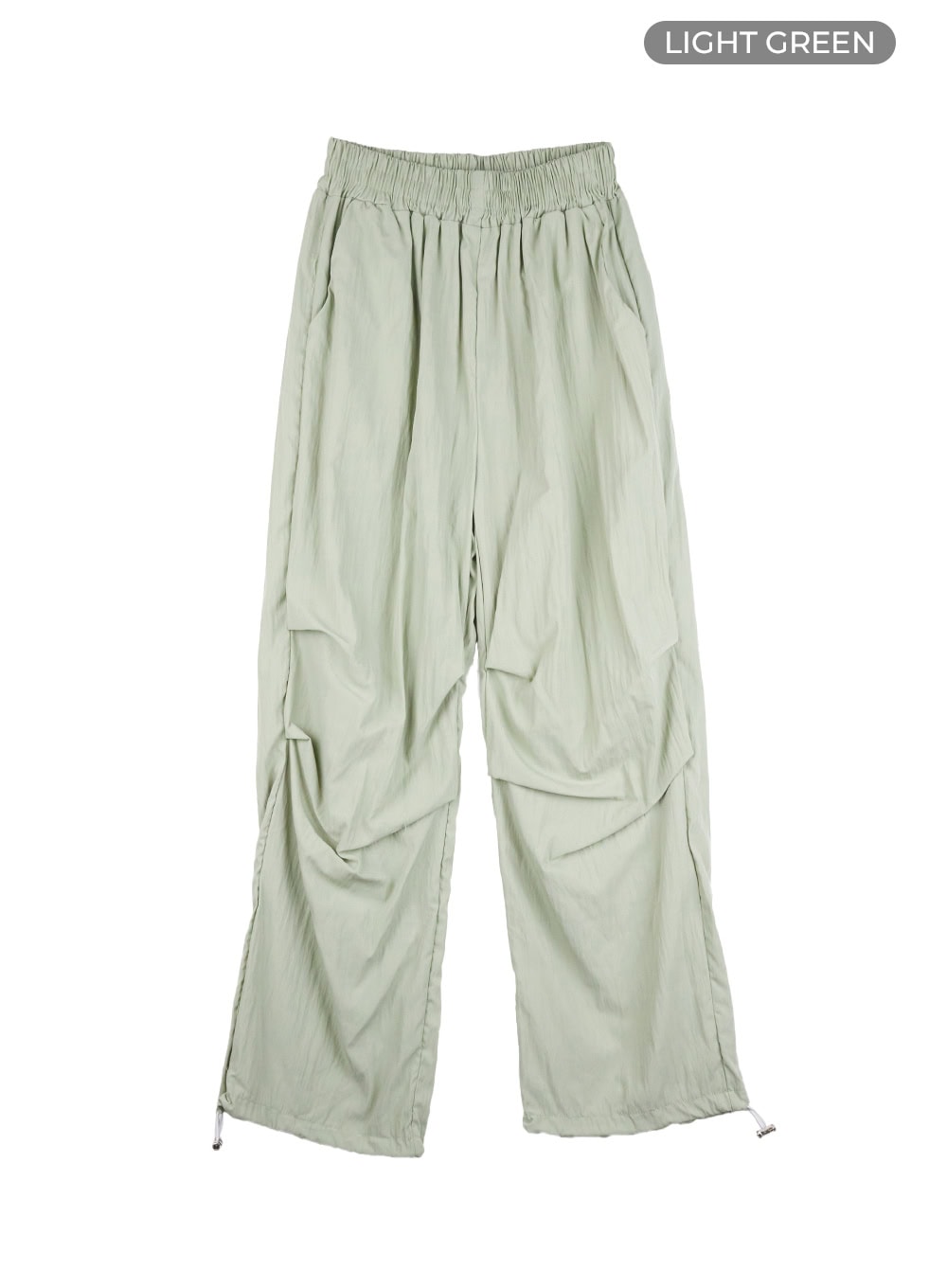 banded-nylon-wide-fit-pants-cl404 / Light green