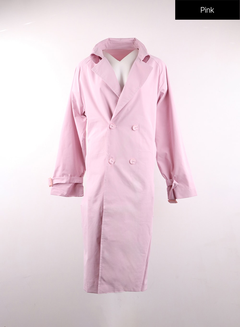 collared-pocket-trench-coat-with-belt-of406 / Pink