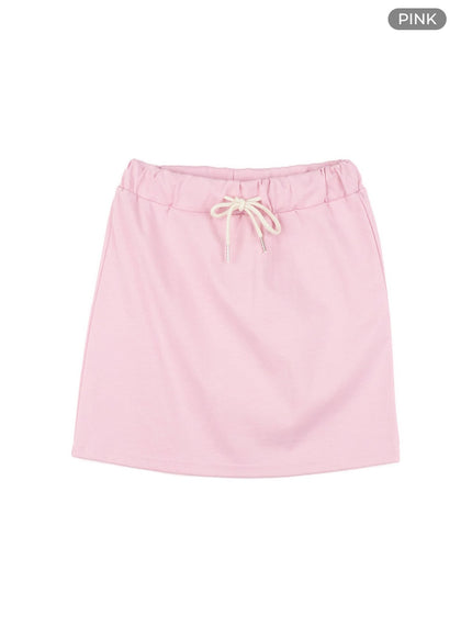 string-cotton-mini-skirt-ou407 / Pink