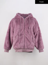 faux-fur-fleece-hoodie-zip-up-jacket-oo312 / Purple