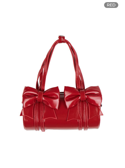 charmribbon-faux-leather-tote-os411 / Red