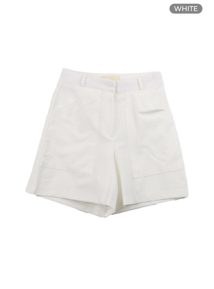 solid-loose-fit-shorts-oa429 / White