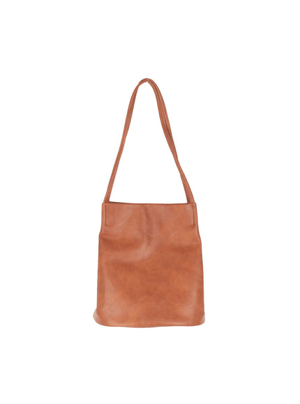 faux-leather-classic-shoulder-bag-cu513 / Brown