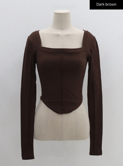 Square Neck Crop Long Sleeve Shirt CG16