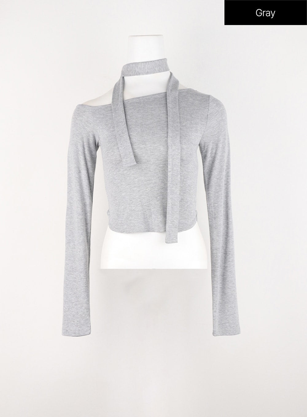 one-shoulder-tee-and-scarf-set-in301 / Gray