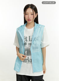 nylon-zip-up-hooded-vest-cl401 / Light blue