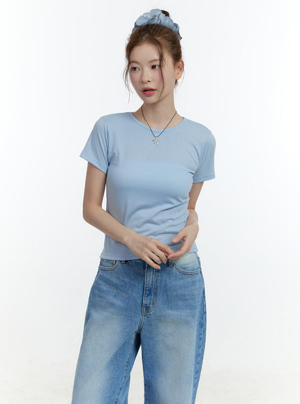 basic-short-sleeve-top-cf503 / Light blue