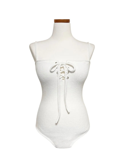 lace-up-one-piece-swimsuit-iy514 / White