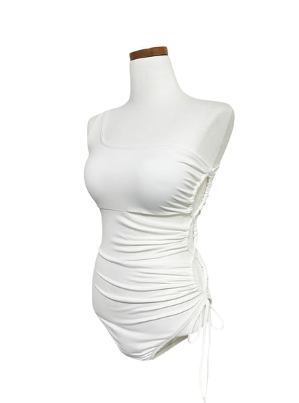 asymmetric-strappy-one-piece-swimsuit-iy514 / White