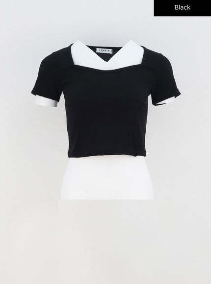 Heart Neck Cropped Tee CA320