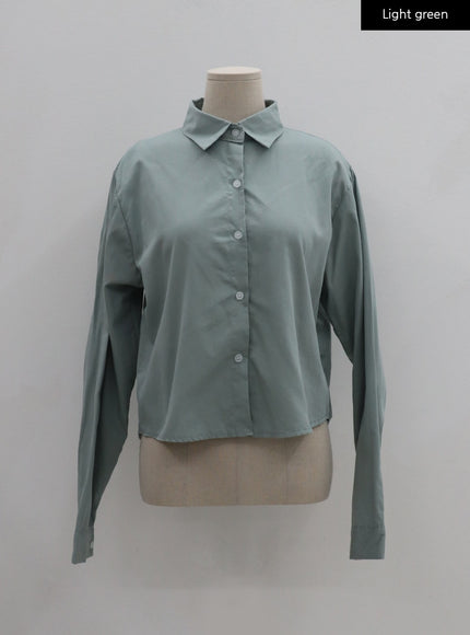 Basic Tone Down Color Crop Shirt BG23