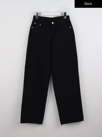 straight-fit-cotton-pants-on329 / Black