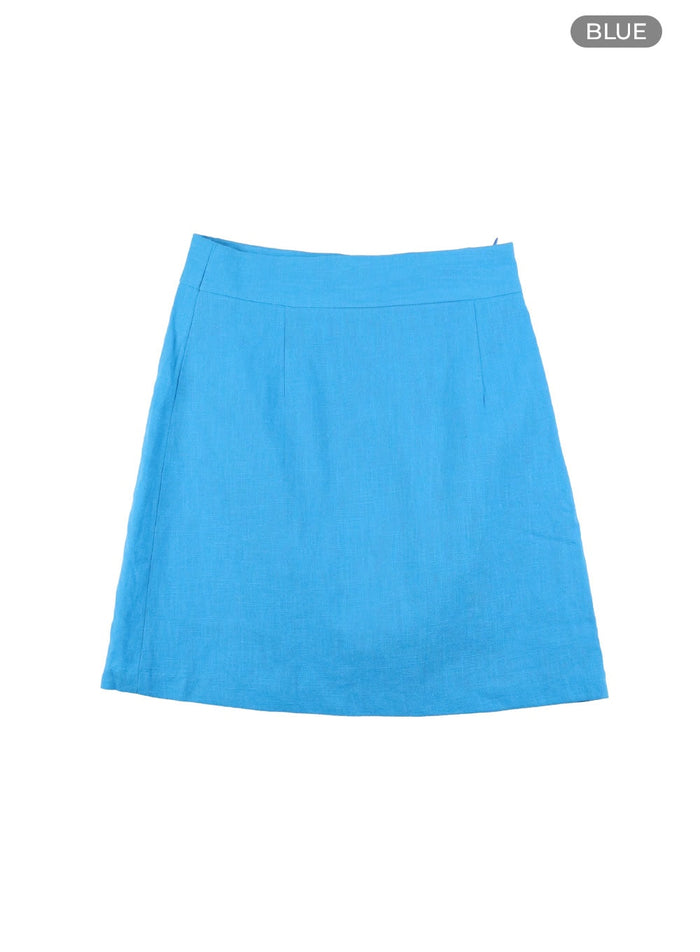 linen-mini-skirt-oy413 / Blue