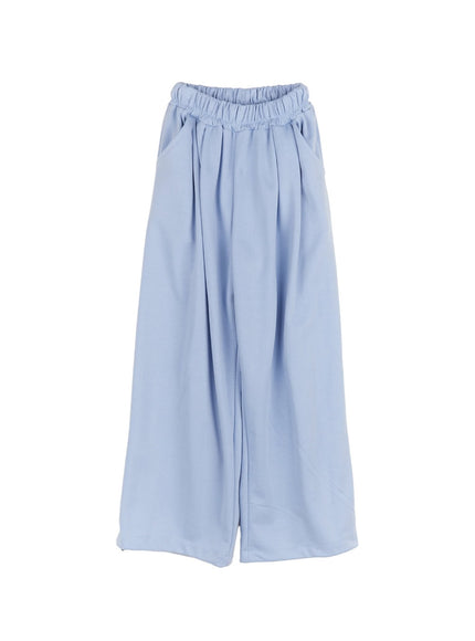 cozy-pintuck-wide-leg-sweatpants-cm517 / Blue