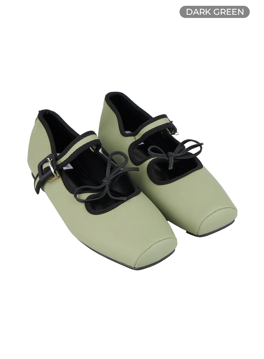 ribbon-bliss-buckle-flats-og412 / Dark green