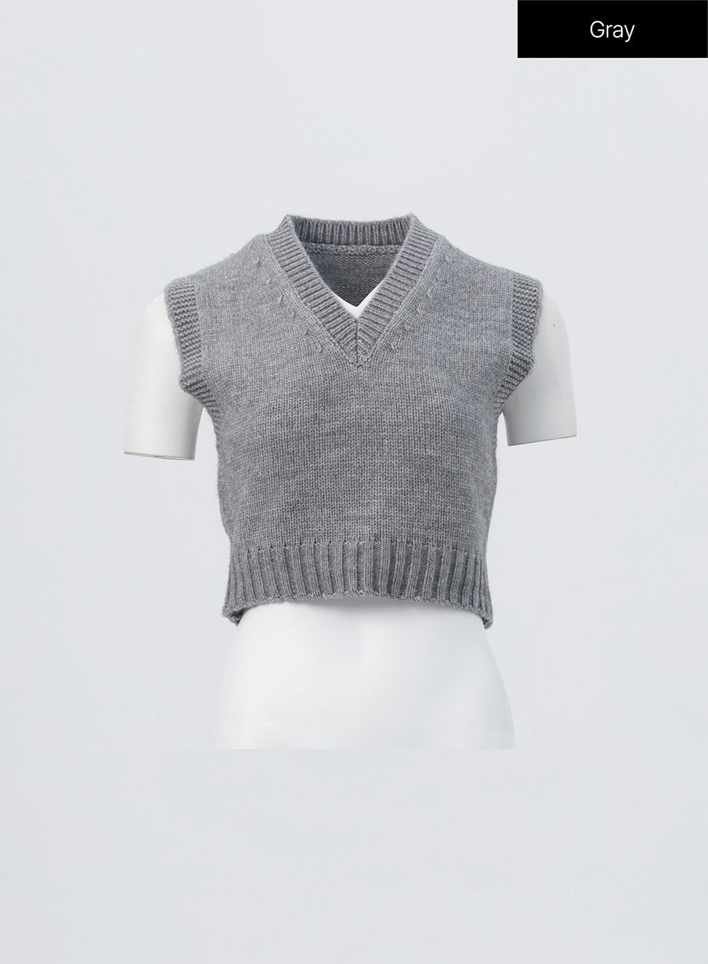 cropped-knit-vest-os326 / Gray