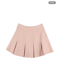 solid-pleated-mini-skirt-oy417 / Pink