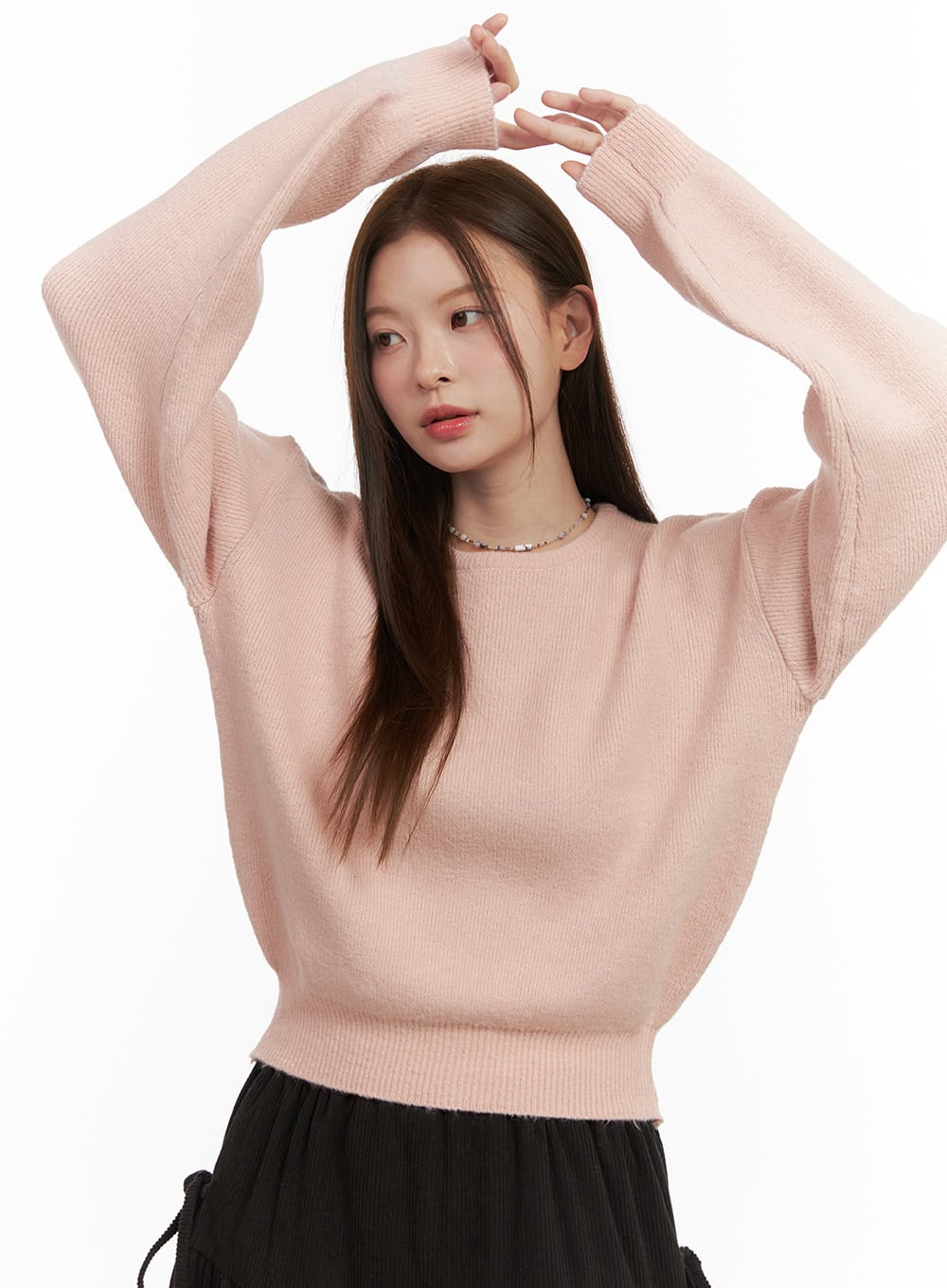 cozychic-solid-knit-sweater-od417 / Pink