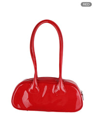 round-boston-metallic-shoulder-bag-oy409 / Red