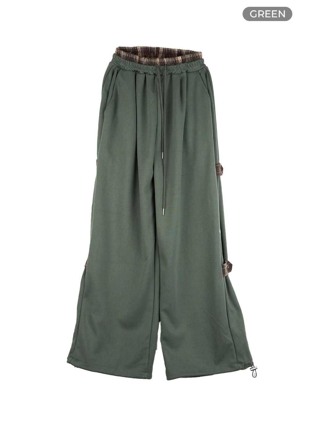 side-buckle-oversized-sweatpants-cg423 / Green