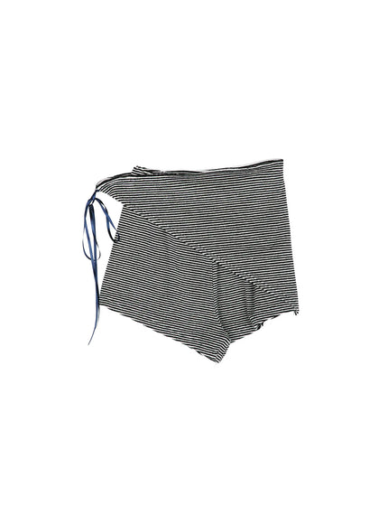 modern-striped-wrap-shorts-cy529 / Black