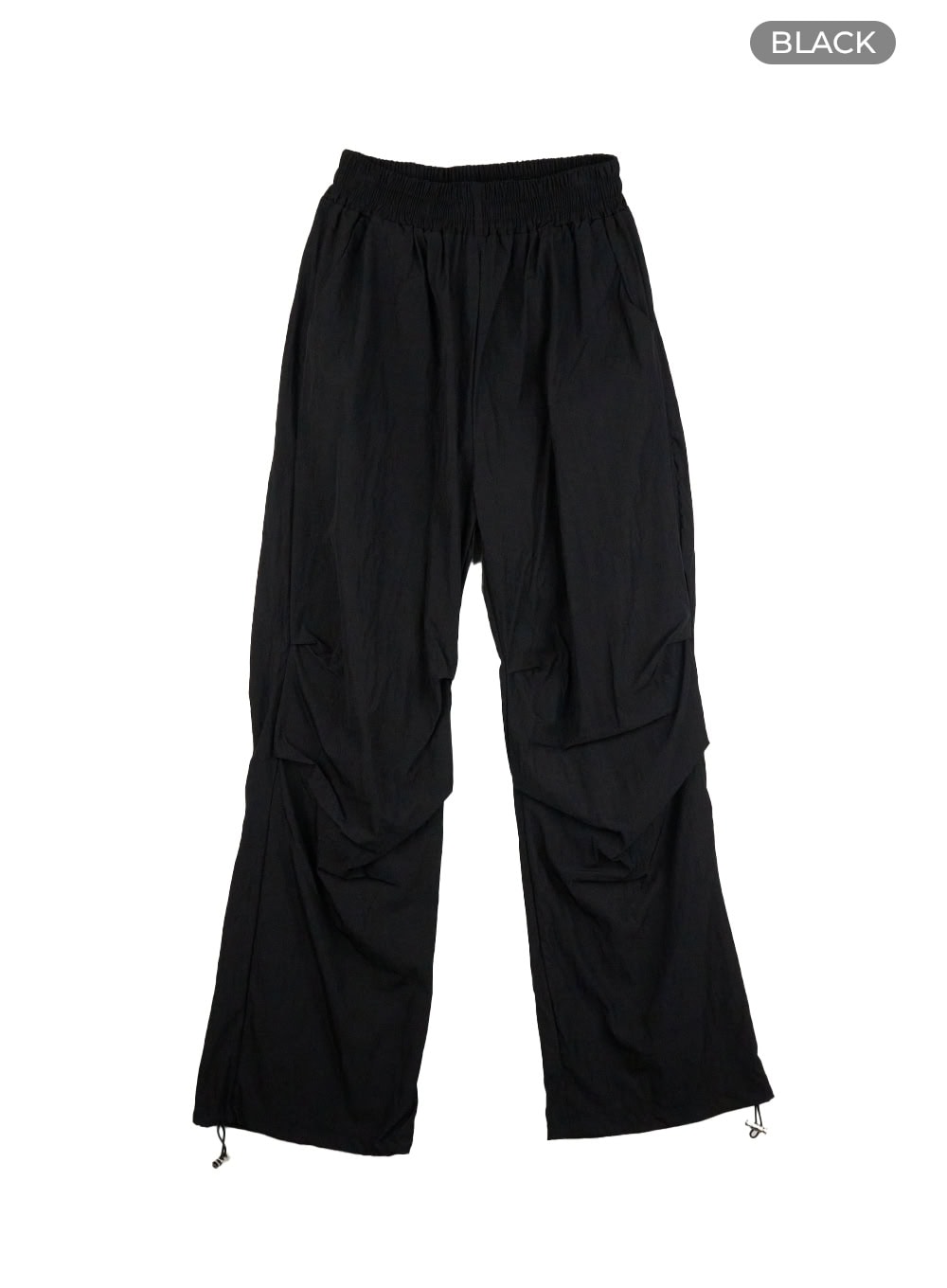 banded-nylon-wide-fit-pants-cl404 / Black