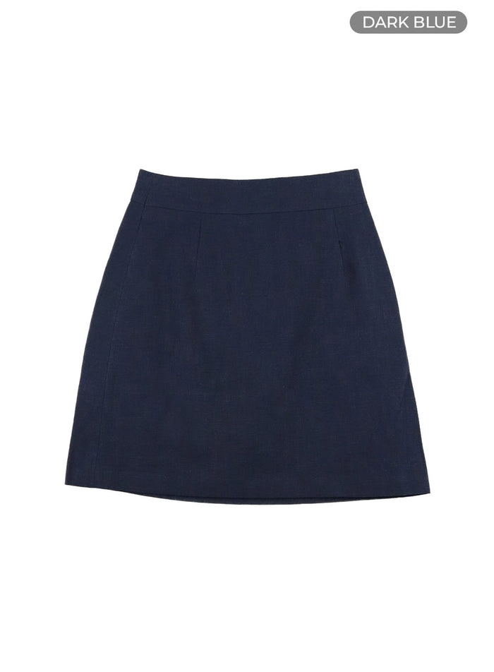 linen-mini-skirt-oy413 / Dark blue
