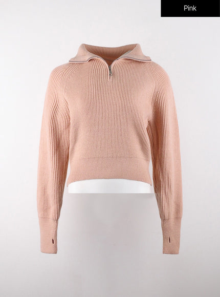 half-neck-zip-sweater-od321 / Pink