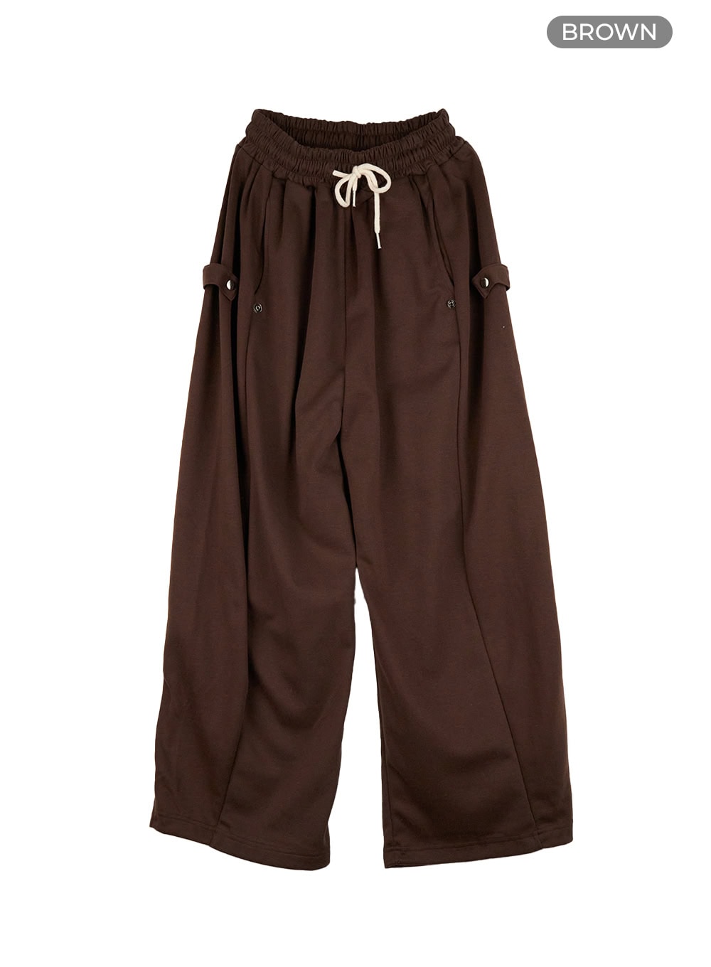 string-banded-pintuck-sweatpants-cg421 / Brown