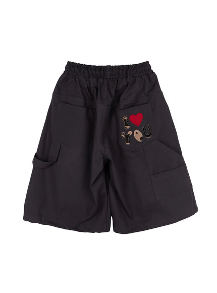text-embroidered-bermuda-shorts-ca520 / Dark gray