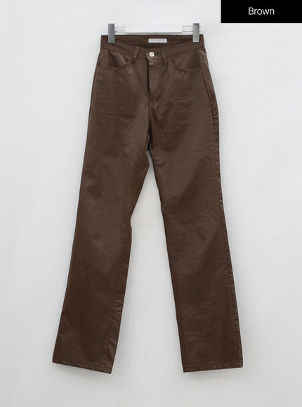 Faux Leather Straight Pants BD09