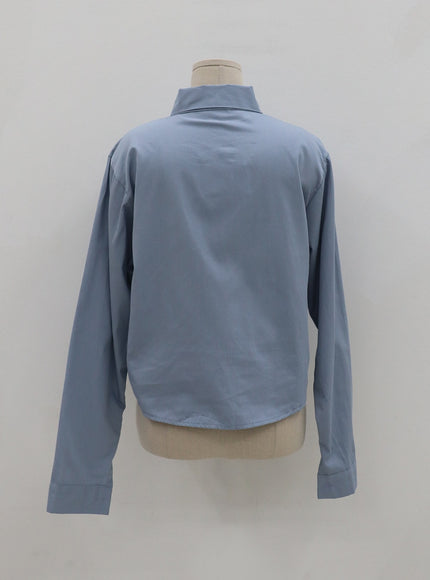 Basic Tone Down Color Crop Shirt BG23