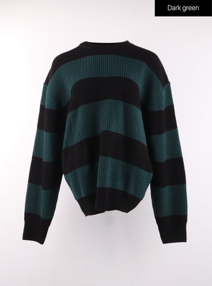 stripe-knit-sweater-of405 / Dark green