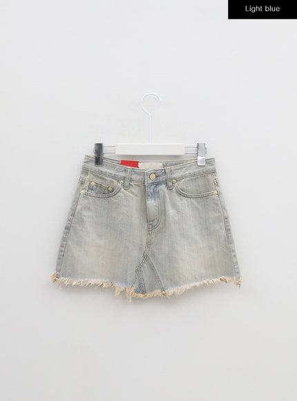 Ripped Denim Mini Skirt BA305
