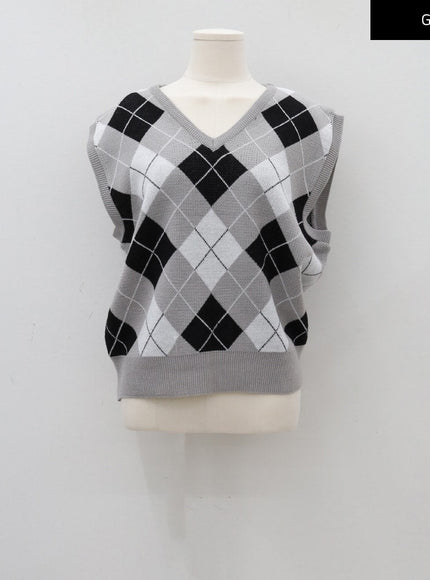 Argyle Pattern Vest C1703