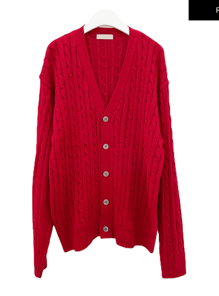 Cable Knit Relaxed Fit Cardigan C7102