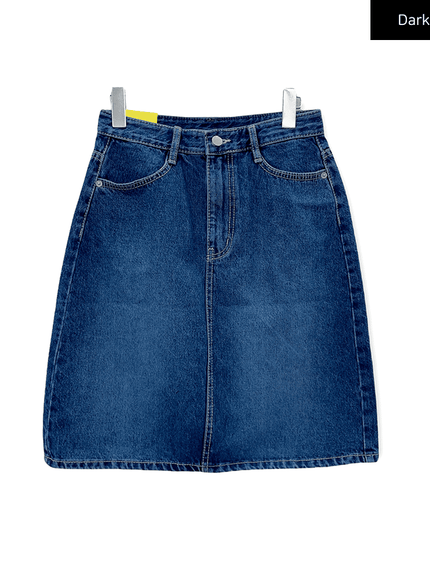 Denim Knee Length Skirt C2701