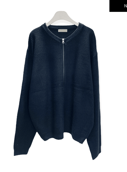 loose-fit-knit-with-two-way-zip / Navy