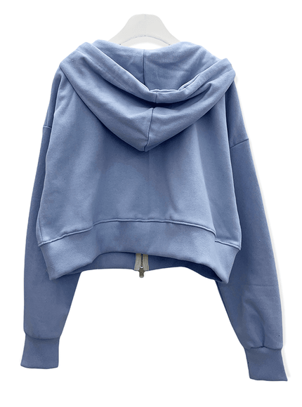 Two Way Cropped Hoodie Zip Up C2601