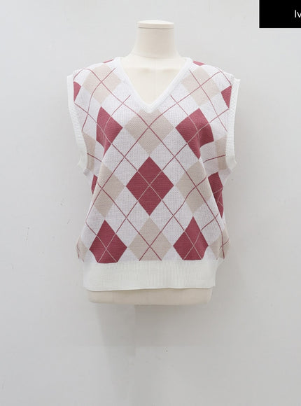 Argyle Pattern Vest C1703