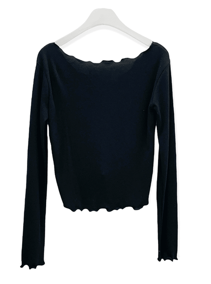 Kurz geschnittenes Langarm-Top mit Raffung vorne C2701